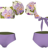 Lavender Orchids Bubble Bikini with Reversible Bottom