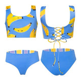 Sun and Moon Bikini for Girls in Banano Colombiano Print